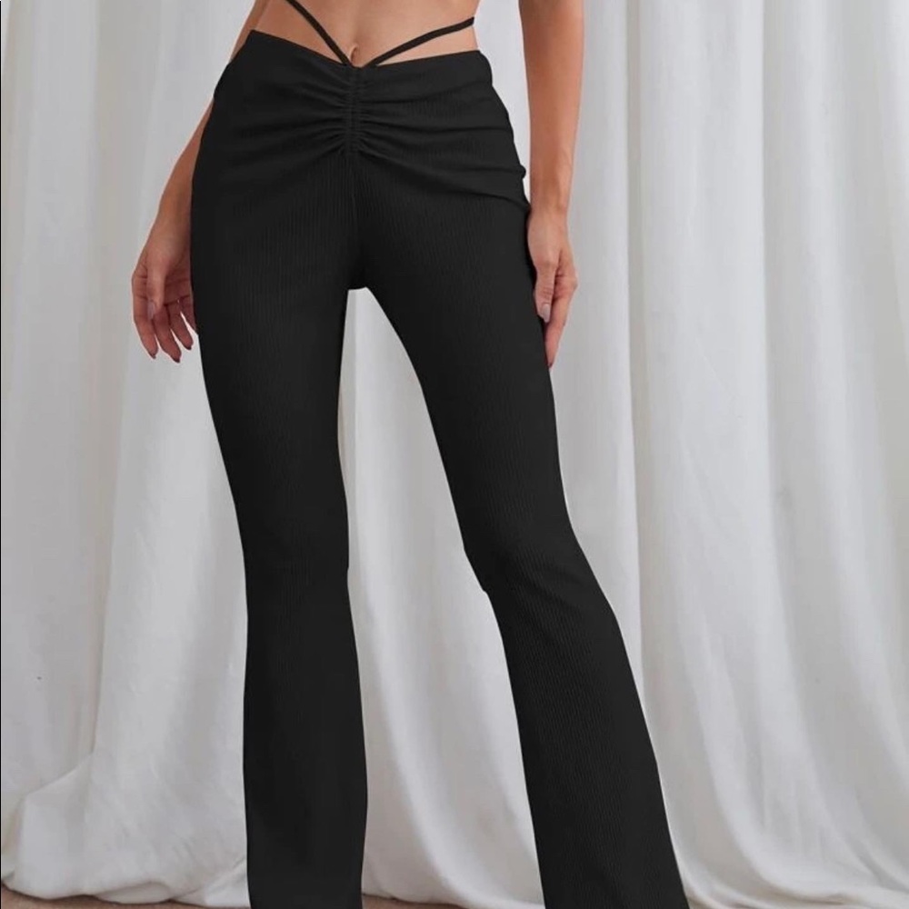 Lace up flared pants